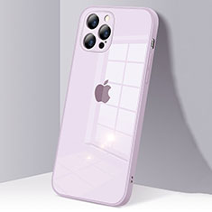 Silicone Transparent Mirror Frame Case Cover H06 for Apple iPhone 12 Pro Clove Purple