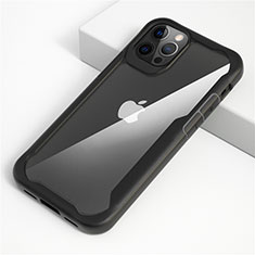 Silicone Transparent Mirror Frame Case Cover M01 for Apple iPhone 12 Pro Max Black