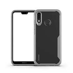 Silicone Transparent Mirror Frame Case Cover M01 for Huawei P20 Lite Gray