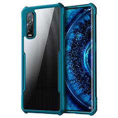 Silicone Transparent Mirror Frame Case Cover M01 for Oppo Find X2 Pro Blue