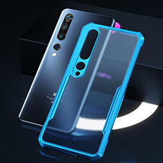 Silicone Transparent Mirror Frame Case Cover M01 for Xiaomi Mi 10 Blue