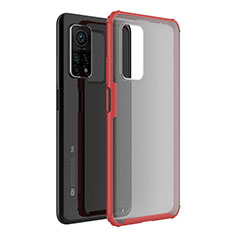 Silicone Transparent Mirror Frame Case Cover M01 for Xiaomi Mi 10T 5G Red