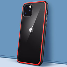 Silicone Transparent Mirror Frame Case Cover M02 for Apple iPhone 11 Pro Max Red