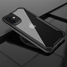 Silicone Transparent Mirror Frame Case Cover M02 for Apple iPhone 12 Black