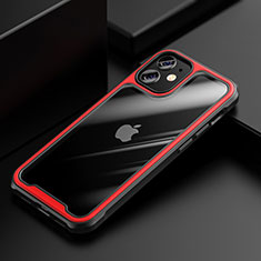 Silicone Transparent Mirror Frame Case Cover M03 for Apple iPhone 12 Mini Red