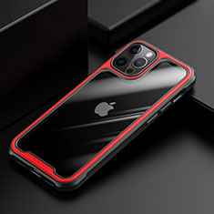Silicone Transparent Mirror Frame Case Cover M03 for Apple iPhone 12 Pro Red