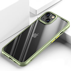 Silicone Transparent Mirror Frame Case Cover M03 for Apple iPhone 13 Green