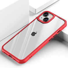 Silicone Transparent Mirror Frame Case Cover M03 for Apple iPhone 13 Mini Red