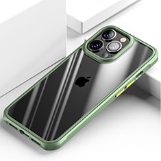 Silicone Transparent Mirror Frame Case Cover M03 for Apple iPhone 13 Pro Max Green