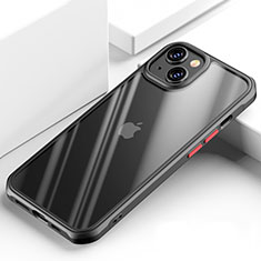 Silicone Transparent Mirror Frame Case Cover M03 for Apple iPhone 14 Plus Black