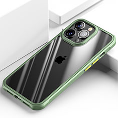 Silicone Transparent Mirror Frame Case Cover M03 for Apple iPhone 14 Pro Max Green
