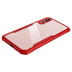 Silicone Transparent Mirror Frame Case Cover M03 for Huawei P20 Pro Red