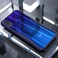 Silicone Transparent Mirror Frame Case Cover M03 for Xiaomi Redmi Note 7 Blue
