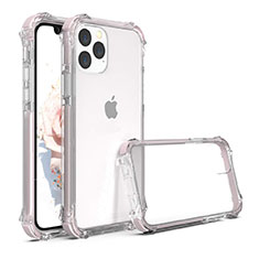Silicone Transparent Mirror Frame Case Cover M04 for Apple iPhone 11 Pro Rose Gold