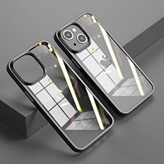 Silicone Transparent Mirror Frame Case Cover M04 for Apple iPhone 14 Plus Black