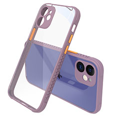 Silicone Transparent Mirror Frame Case Cover M05 for Apple iPhone 12 Clove Purple