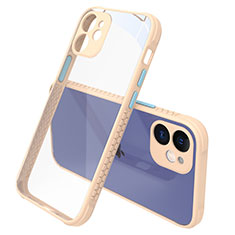 Silicone Transparent Mirror Frame Case Cover M05 for Apple iPhone 12 Gold
