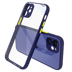Silicone Transparent Mirror Frame Case Cover M05 for Apple iPhone 12 Mini Navy Blue