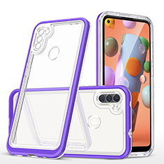 Silicone Transparent Mirror Frame Case Cover MQ1 for Samsung Galaxy A11 Purple