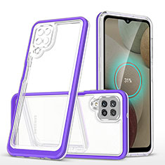 Silicone Transparent Mirror Frame Case Cover MQ1 for Samsung Galaxy A12 Purple
