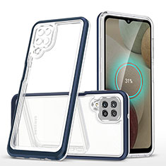 Silicone Transparent Mirror Frame Case Cover MQ1 for Samsung Galaxy F12 Blue