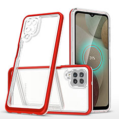 Silicone Transparent Mirror Frame Case Cover MQ1 for Samsung Galaxy F12 Red