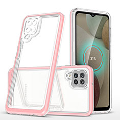 Silicone Transparent Mirror Frame Case Cover MQ1 for Samsung Galaxy F12 Rose Gold