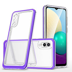 Silicone Transparent Mirror Frame Case Cover MQ1 for Samsung Galaxy M02 Purple