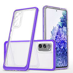 Silicone Transparent Mirror Frame Case Cover MQ1 for Samsung Galaxy S20 FE (2022) 5G Purple