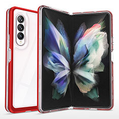 Silicone Transparent Mirror Frame Case Cover MQ1 for Samsung Galaxy Z Fold4 5G Red