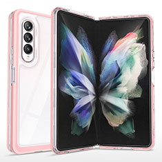Silicone Transparent Mirror Frame Case Cover MQ1 for Samsung Galaxy Z Fold4 5G Rose Gold