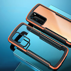 Silicone Transparent Mirror Frame Case Cover N01 for Huawei P40 Pro Orange