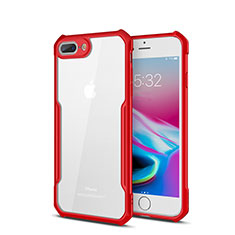 Silicone Transparent Mirror Frame Case Cover P01 for Apple iPhone 8 Plus Red