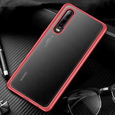 Silicone Transparent Mirror Frame Case Cover T01 for Huawei P30 Red