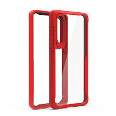 Silicone Transparent Mirror Frame Case Cover T02 for Huawei P30 Red