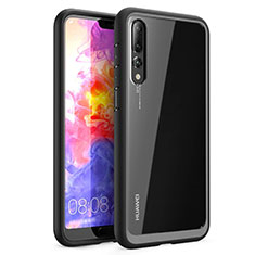 Silicone Transparent Mirror Frame Case Cover Z02 for Huawei P20 Pro Black