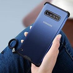 Silicone Transparent Mirror Frame Case for Samsung Galaxy S10 5G Blue