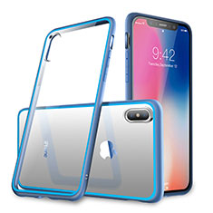 Silicone Transparent Mirror Frame Cover 360 Degrees for Apple iPhone Xs Max Blue