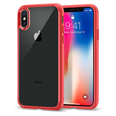 Silicone Transparent Mirror Frame Cover 360 Degrees for Apple iPhone Xs Red