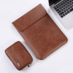 Sleeve Velvet Bag Leather Case Pocket for Apple MacBook Pro 13 inch Brown