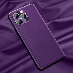 Soft Luxury Leather Snap On Case Cover A01 for Apple iPhone 13 Pro Max Purple