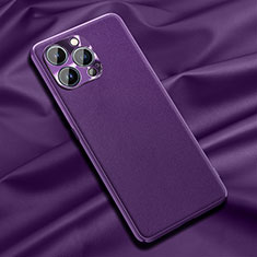 Soft Luxury Leather Snap On Case Cover A01 for Apple iPhone 13 Pro Purple