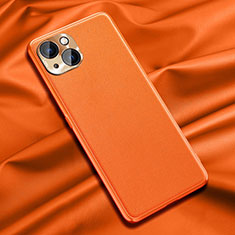 Soft Luxury Leather Snap On Case Cover A01 for Apple iPhone 14 Plus Orange