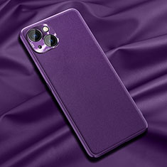 Soft Luxury Leather Snap On Case Cover A01 for Apple iPhone 14 Purple