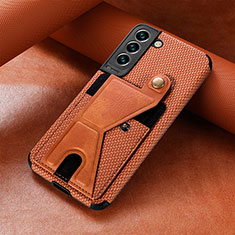 Soft Luxury Leather Snap On Case Cover A01D for Samsung Galaxy S21 5G Brown