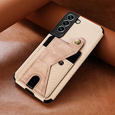 Soft Luxury Leather Snap On Case Cover A01D for Samsung Galaxy S21 Plus 5G Gold