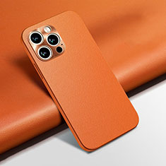 Soft Luxury Leather Snap On Case Cover A02 for Apple iPhone 13 Pro Orange
