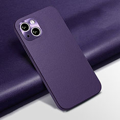 Soft Luxury Leather Snap On Case Cover A02 for Apple iPhone 14 Plus Purple