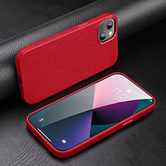 Soft Luxury Leather Snap On Case Cover A03 for Apple iPhone 14 Plus Red