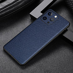 Soft Luxury Leather Snap On Case Cover A04 for Apple iPhone 14 Pro Blue